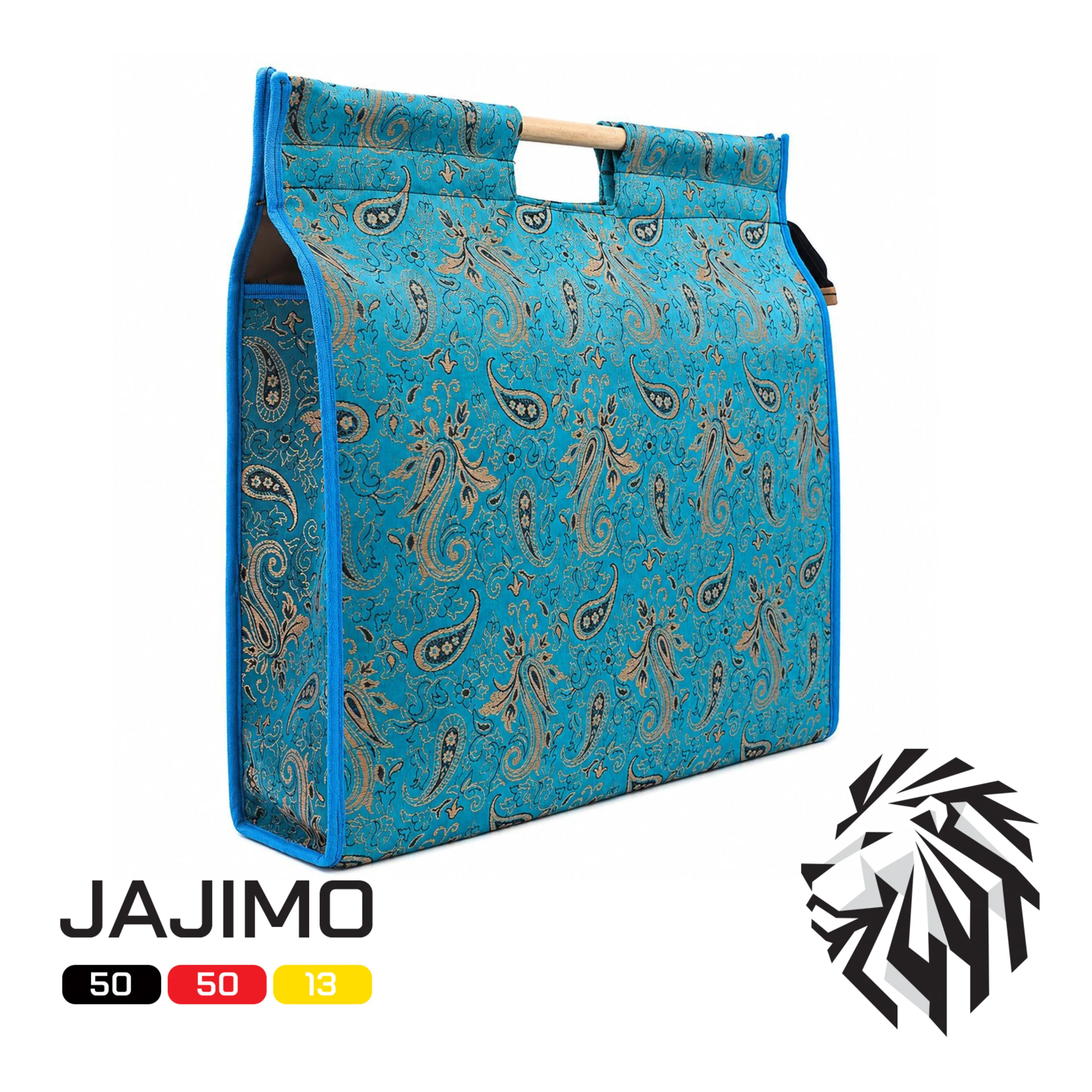 ساک ترمه فیروزه ای دسته چوبی - 50 سانتیمتری