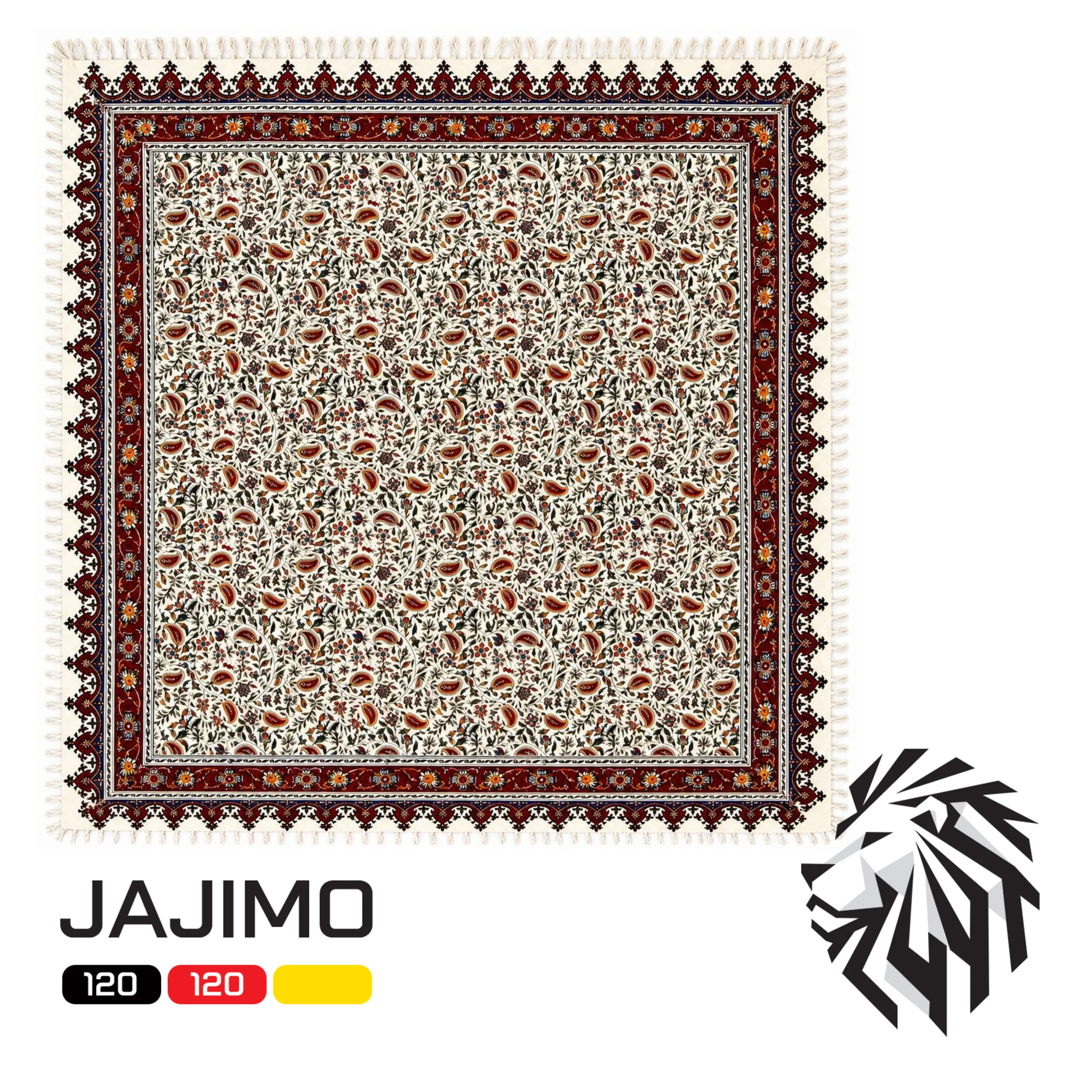 رومیزی قلمکار مربعی طرح بادامی - 120×120 سانتیمتر