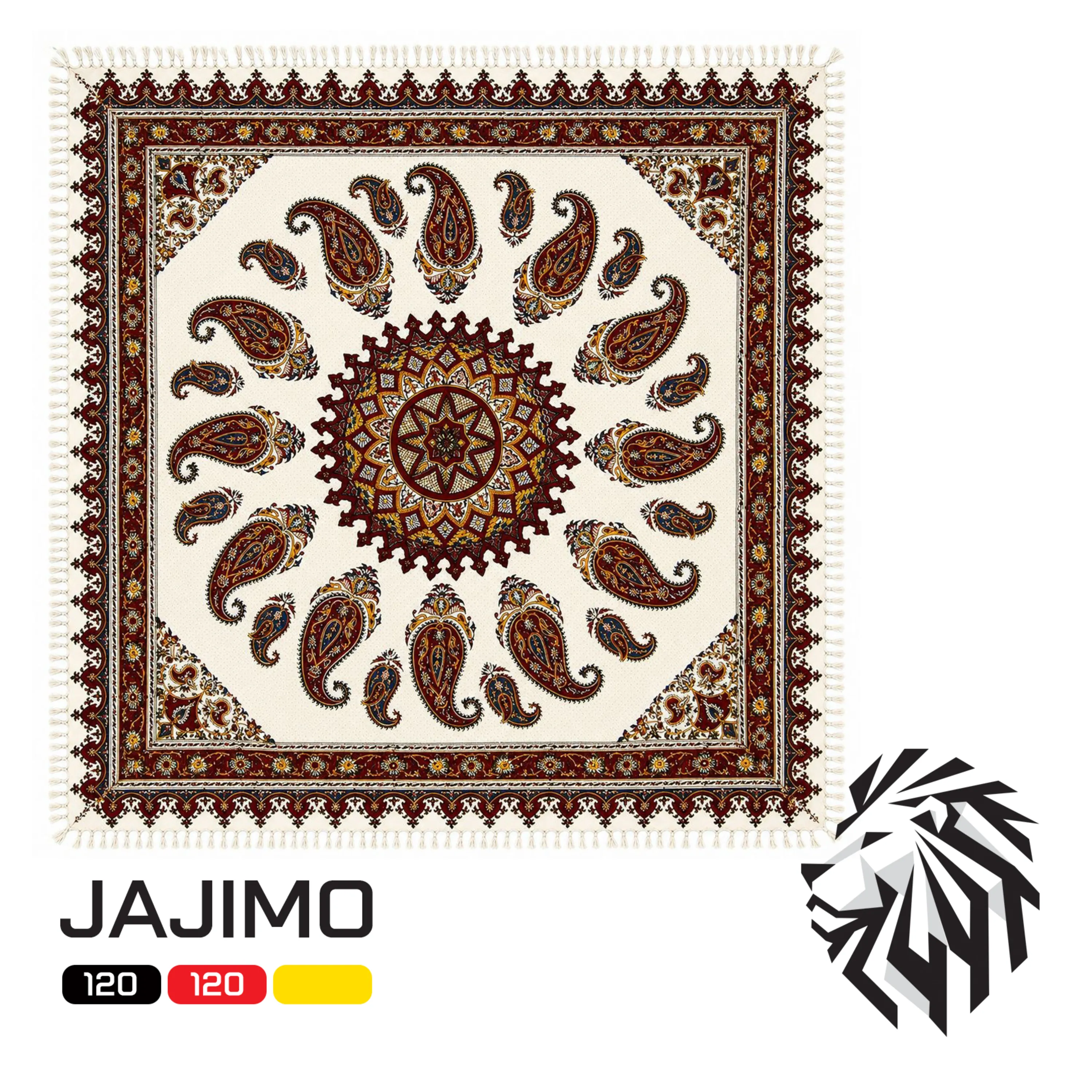 رومیزی قلمکار مربعی طرح ترنج - 120×120 سانتیمتر