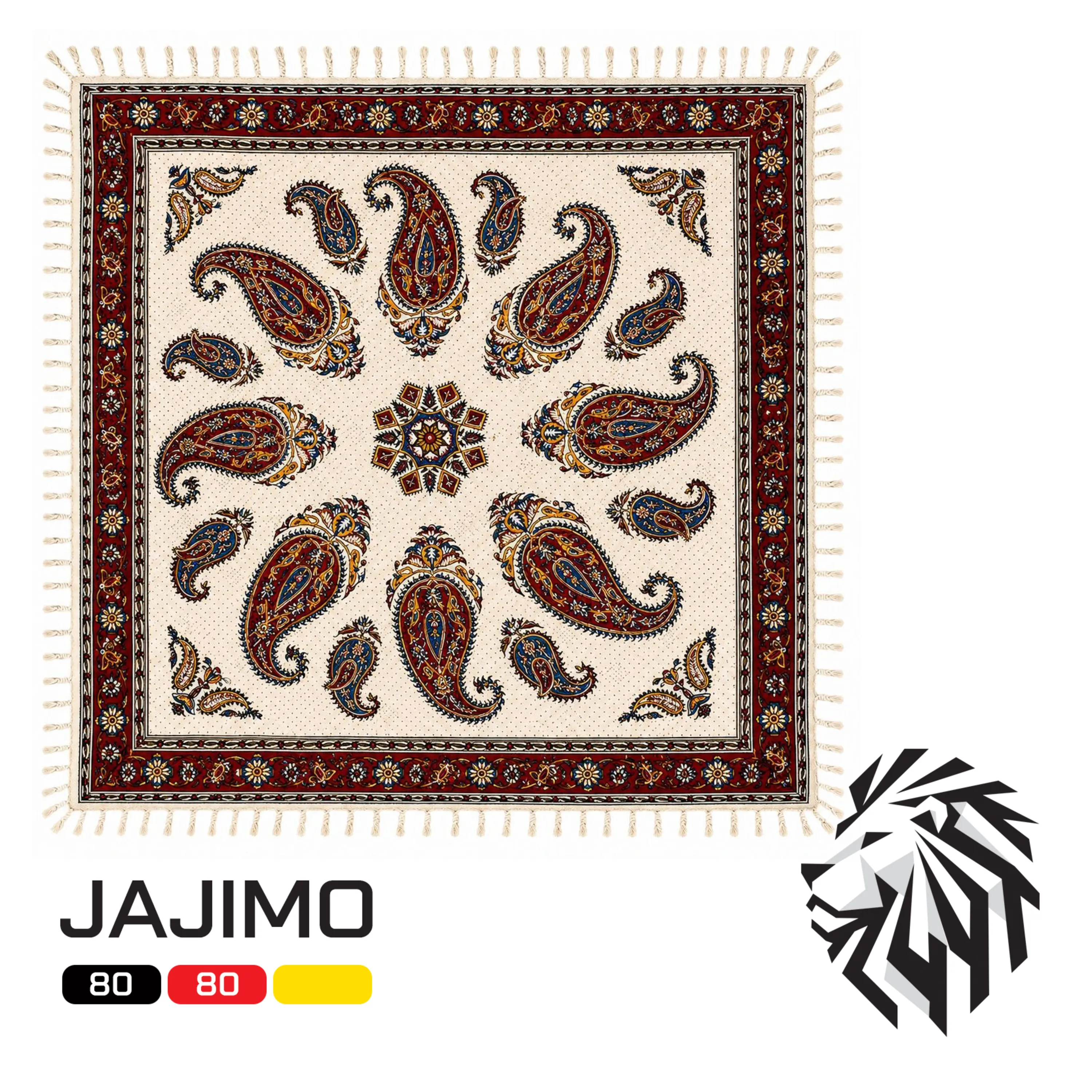 رومیزی قلمکار مربعی طرح بته جقه - 80×80 سانتیمتر